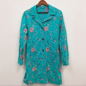 Johnny Was Embroidered Floral Trench Coat Jacket M